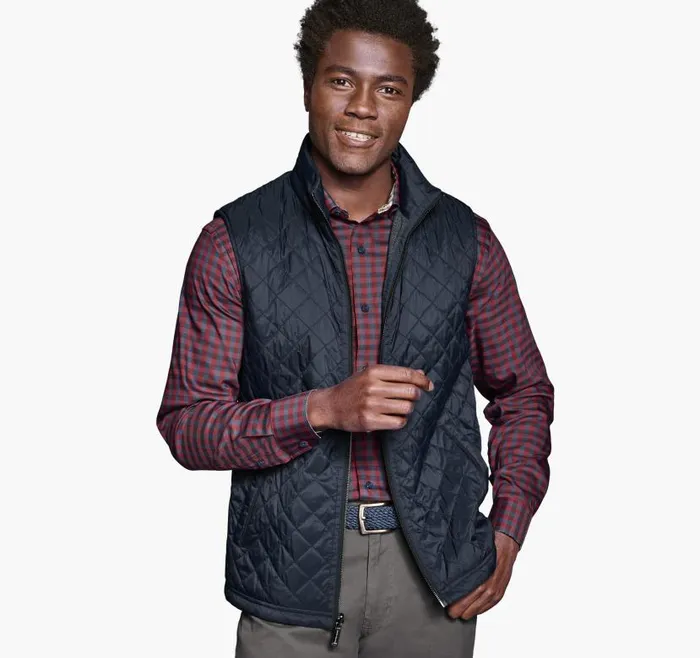 Men Johnston and Murphy Coats Jackets and Vests Reversible Quilted Vest Navy Men Johnston and Murphy Coats Jackets and Vests Reversible Quilted Vest Navy