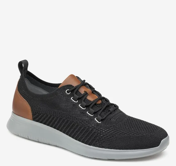 Men Johnston and Murphy LaceUps Amherst Knit UThroat Black Knit