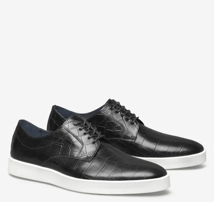 Men Johnston and Murphy LaceUps Bolivar Plain Toe Black Croc Embossed Calfskin Men Johnston and Murphy LaceUps Bolivar Plain Toe Black Croc Embossed Calfskin