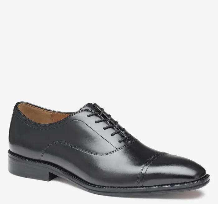 Men Johnston and Murphy LaceUps Sullivan Cap Toe Black Italian Calfskin