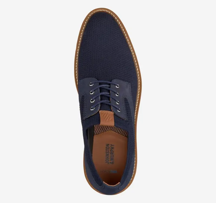 Men Johnston and Murphy LaceUps Upton Knit Plain Toe Navy Knit