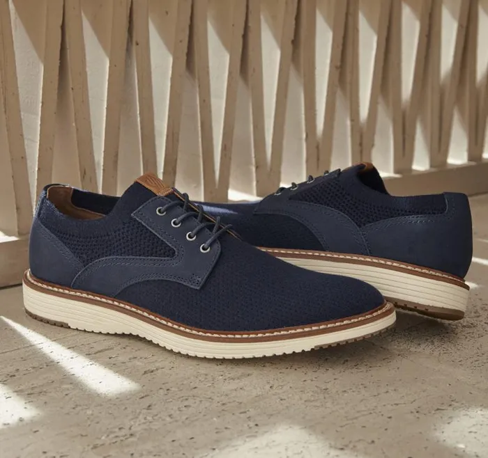 Men Johnston and Murphy LaceUps Upton Knit Plain Toe Navy Knit