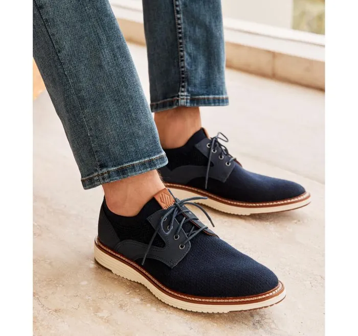 Men Johnston and Murphy LaceUps Upton Knit Plain Toe Navy Knit
