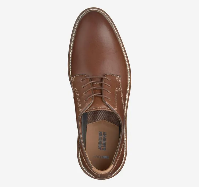 Men Johnston and Murphy LaceUps Upton Plain Toe Tan Full Grainblue Sole