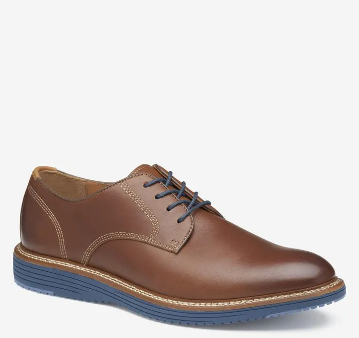 Men Johnston and Murphy LaceUps Upton Plain Toe Tan Full Grainblue Sole