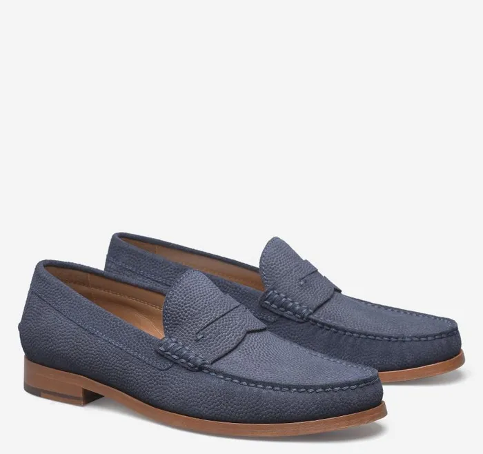 Men Johnston and Murphy SlipOns and Loafers Baldwin Penny Loafer Navy English Suede Men Johnston and Murphy SlipOns and Loafers Baldwin Penny Loafer Navy English Suede