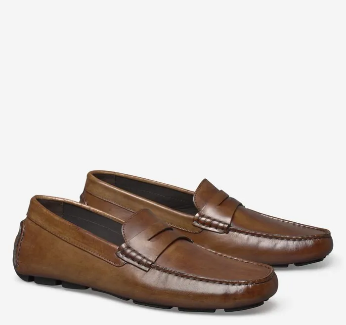 Men Johnston and Murphy SlipOns and Loafers Dayton Penny Loafer Brown Italian Calfskin Men Johnston and Murphy SlipOns and Loafers Dayton Penny Loafer Brown Italian Calfskin