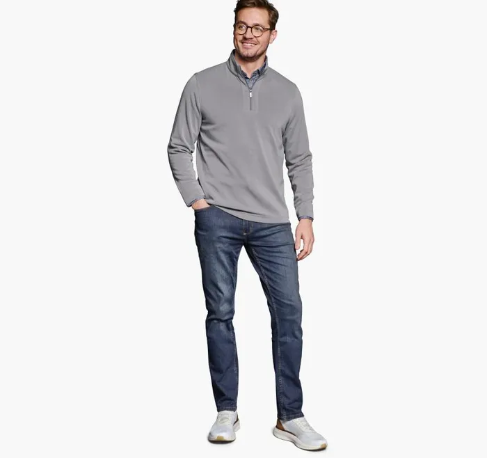 Men Johnston and Murphy Sweaters and Knits Vintage Washed QuarterZip Grey Men Johnston and Murphy Sweaters and Knits Vintage Washed QuarterZip Grey