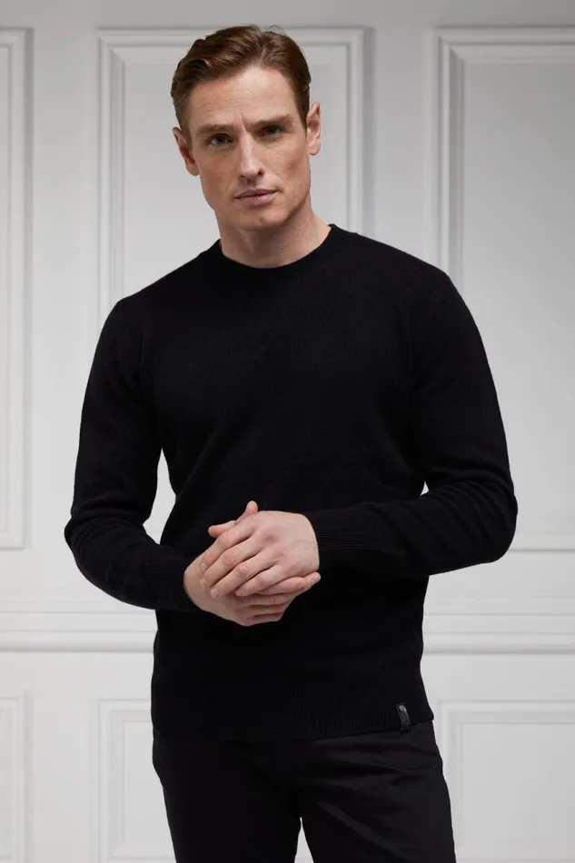 Men Knitwear Holland Cooper Byron Crew Neck Knit Black