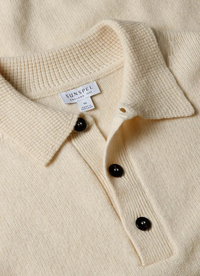 Men Knitwear ussunspel Lambswool Polo Shirt Ecru Men Knitwear ussunspel Lambswool Polo Shirt Ecru