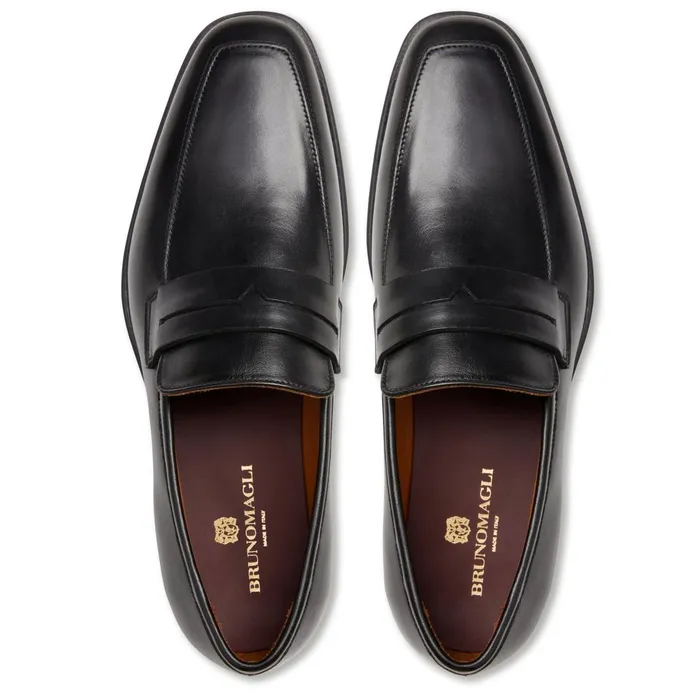 Men Loafers and Slipons Bruno Magli Raging Leather Penny Loafer Black