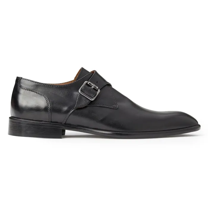 Men Loafers and Slipons Bruno Magli Solero Classic Leather Single Monk StrapBlack