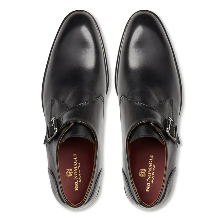 Men Loafers and Slipons Bruno Magli Solero Classic Leather Single Monk StrapBlack