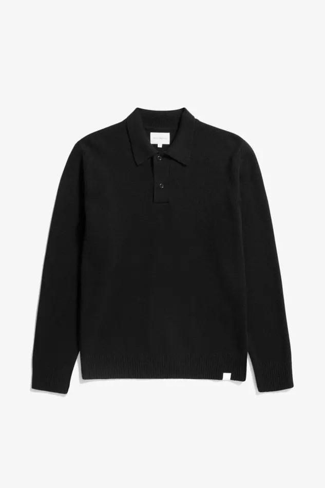 Men Norse Standard Merino Lambswool Polo Black Norse Projects Knitwear