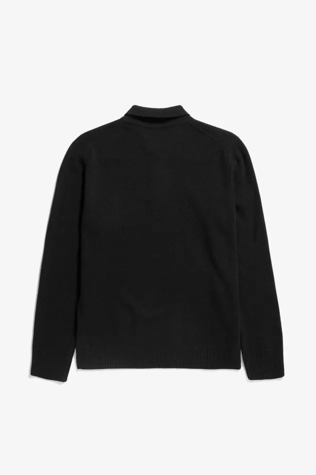 Men Norse Standard Merino Lambswool Polo Black Norse Projects Knitwear
