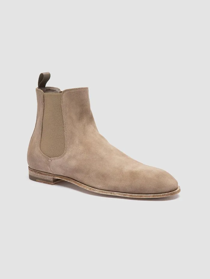 Men Officine Creative Footwear SOLITUDE 004 Taupe Suede Chelsea Boots Men Officine Creative Footwear SOLITUDE 004 Taupe Suede Chelsea Boots