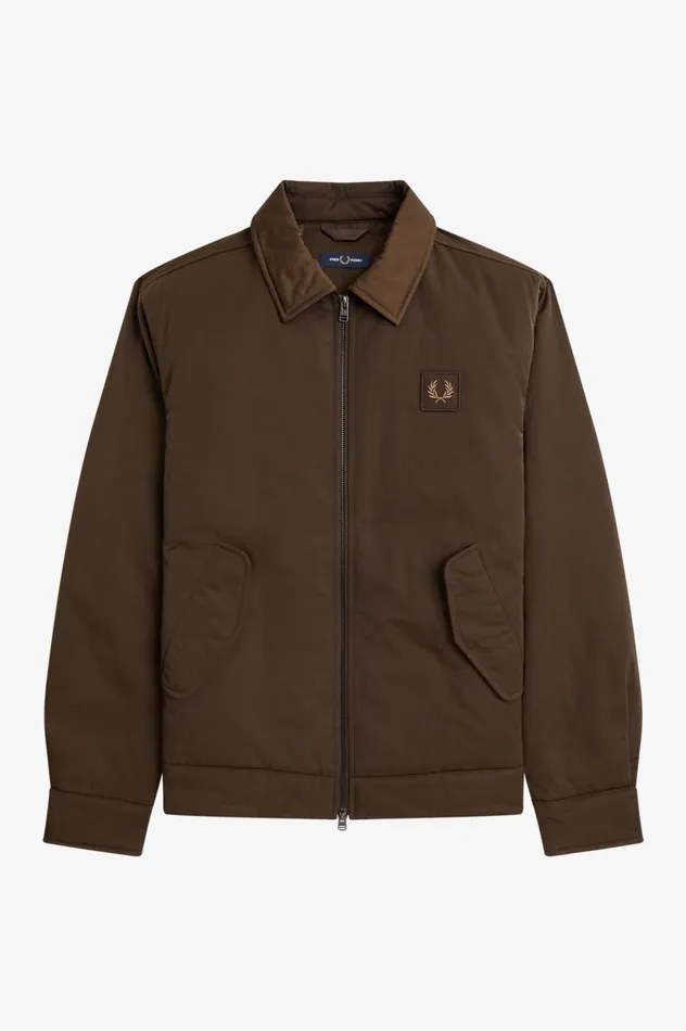 Men Quilted Zip Through Jacket Burnt Tobacco Fred Perry Coats and Jackets