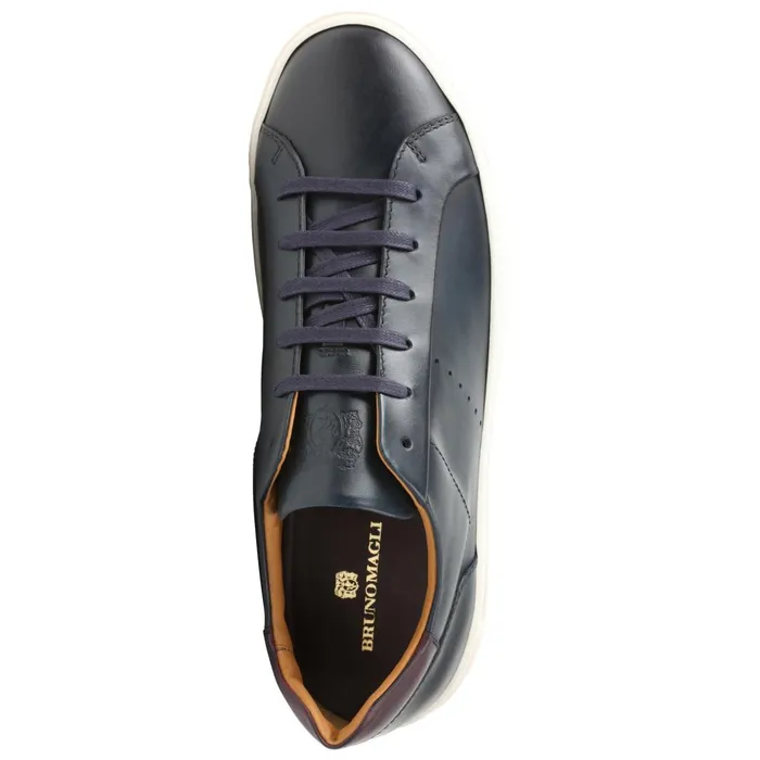 Men Sneakers Bruno Magli Dante LacetoToe Leather Sneaker 8211 Navy