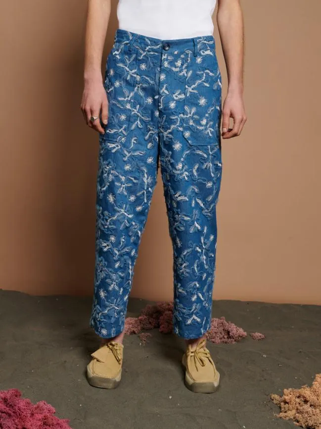 Menswear Honeycomb Denim Trousers Indigo Blue Sister Jane
