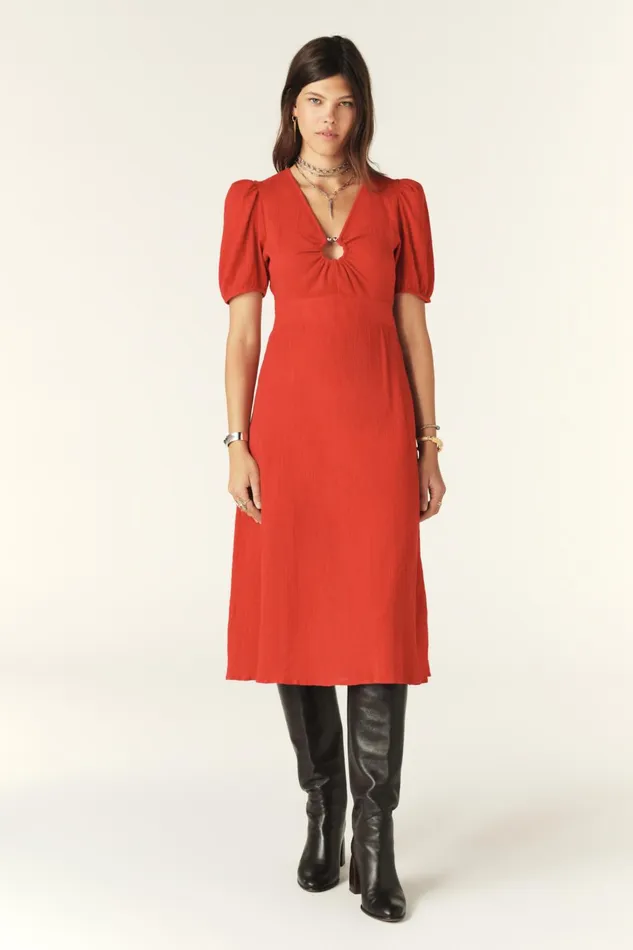 MidLength Dress Stella Red Women Baandsh Dresses