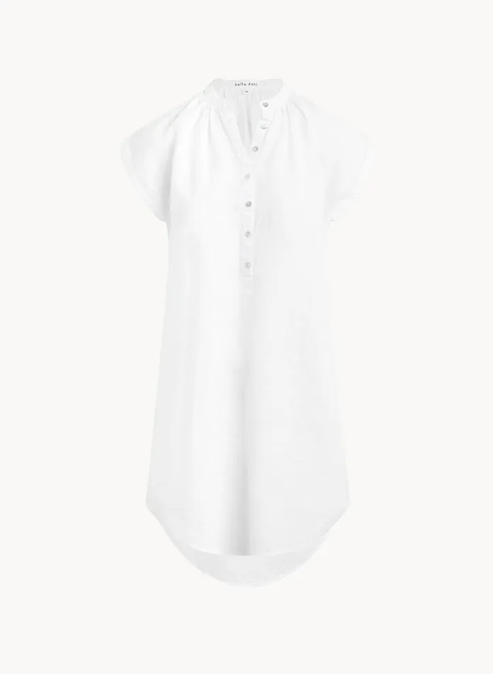 Mini Dresses Women Bella Dahl Cap Sleeve Henley Dress 8211 White