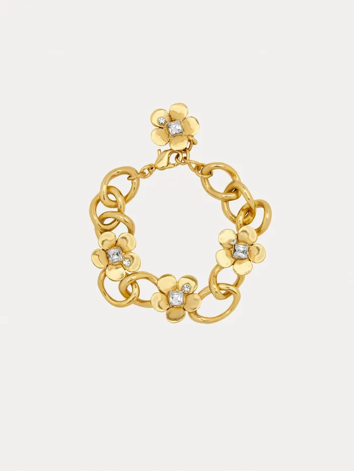 O ChainLink Flower Bracelet Gold Women Oscar De La Renta Bracelets
