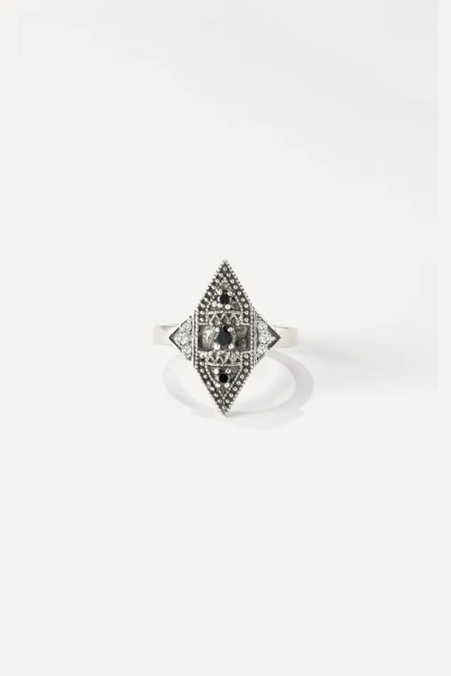 Onyx Silver Ring Teluga Gold Women Baandsh Jewelry