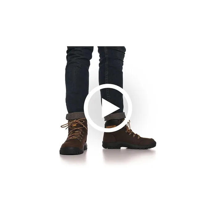 Outline Steel Toe Work Boot Seal Brown Men Cat Footwear Boots