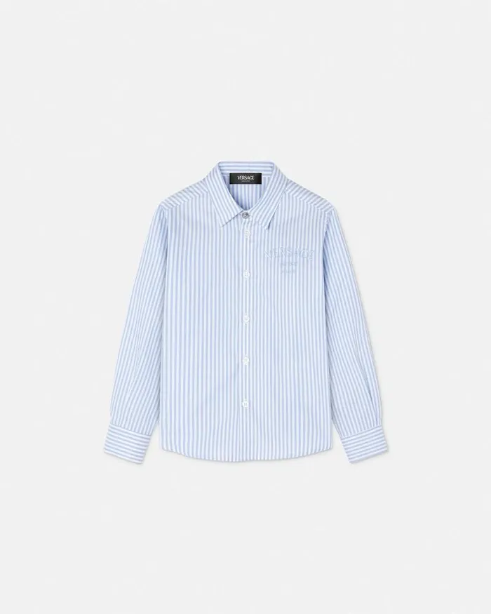 Oxford Striped Kids Shirt White Children Versace Clothing
