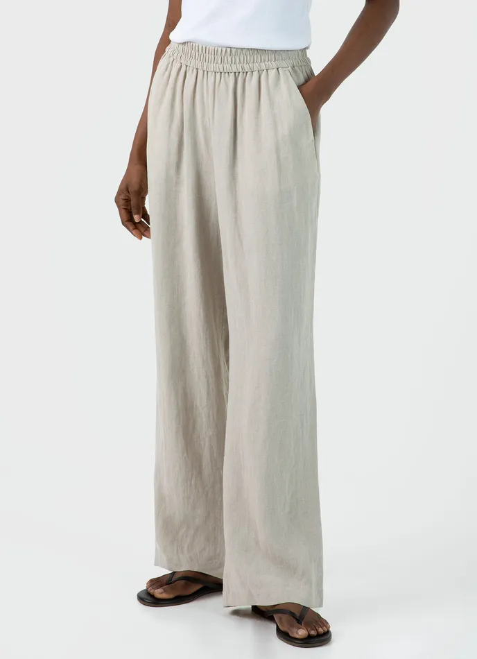 Pants Drawstring Wide Leg Trouser Light Sand ussunspel Women Pants Drawstring Wide Leg Trouser Light Sand ussunspel Women