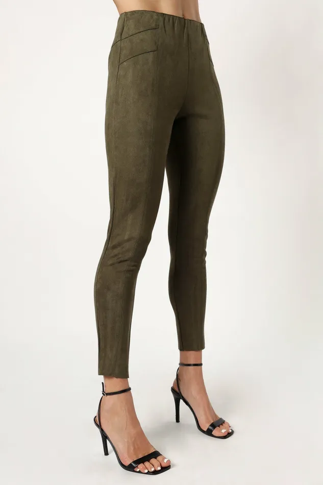 Pants Morgan Suede Look Legging Olive 8211 Petal and Pup Women