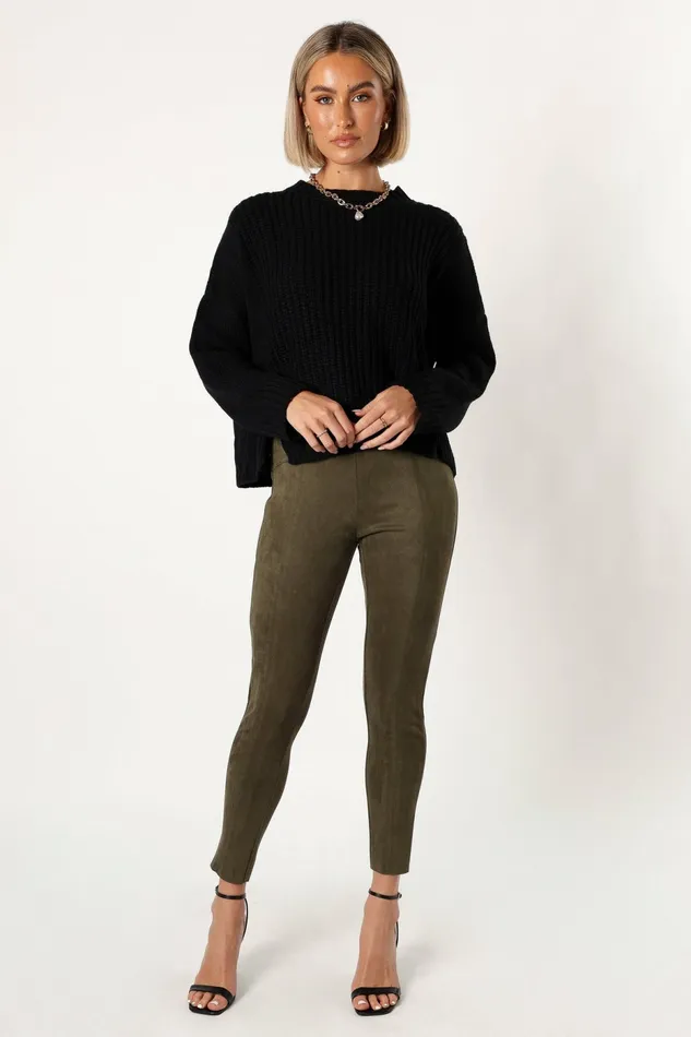 Pants Morgan Suede Look Legging Olive 8211 Petal and Pup Women