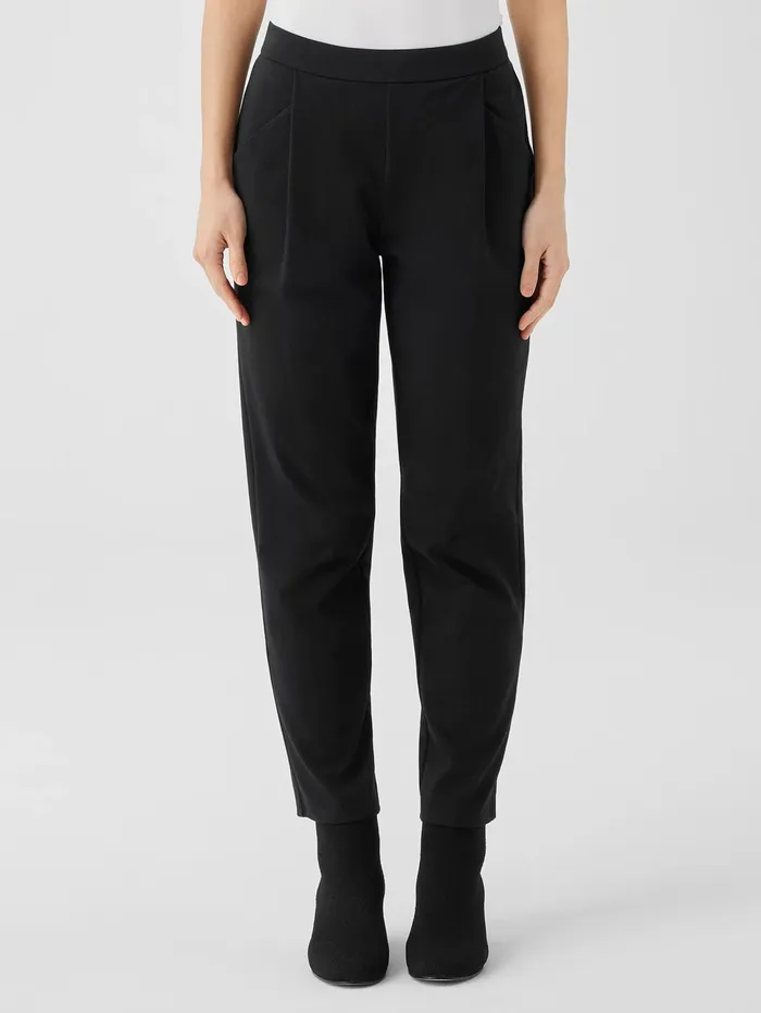 Pants Shorts and Jumpsuits Women Eileen Fisher Cotton Blend Ponte Tapered Pant Black