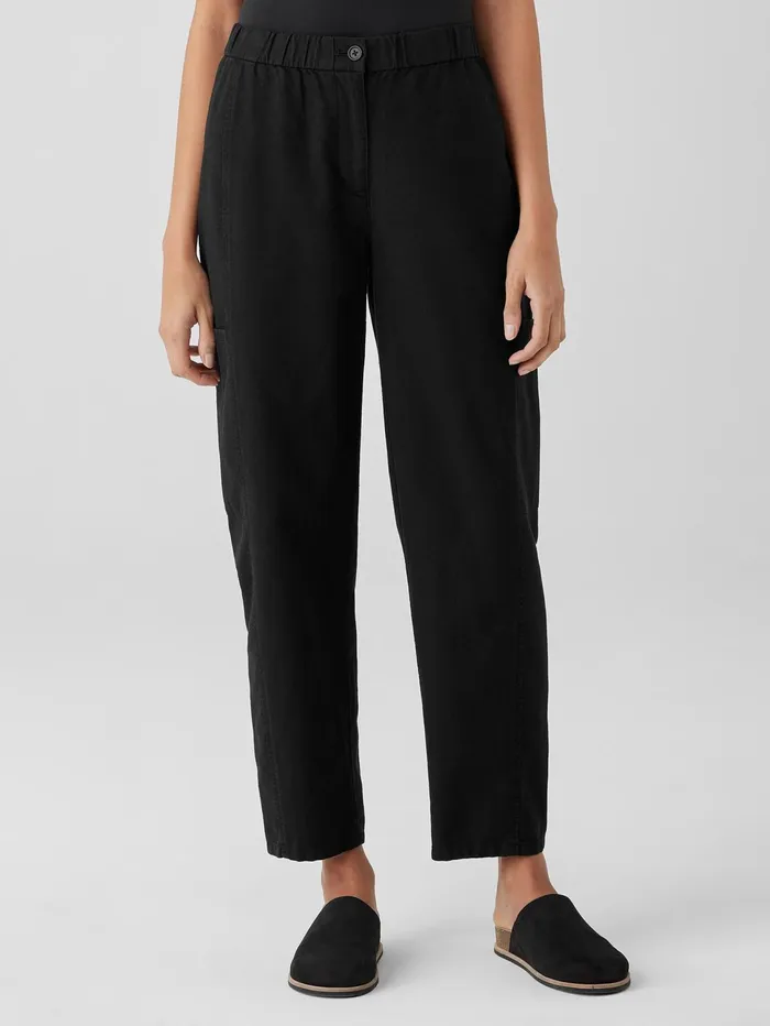 Pants Shorts and Jumpsuits Women Eileen Fisher Cotton Hemp Stretch Lantern Pant Black
