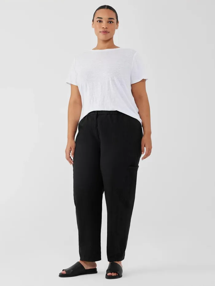 Pants Shorts and Jumpsuits Women Eileen Fisher Cotton Hemp Stretch Lantern Pant Black