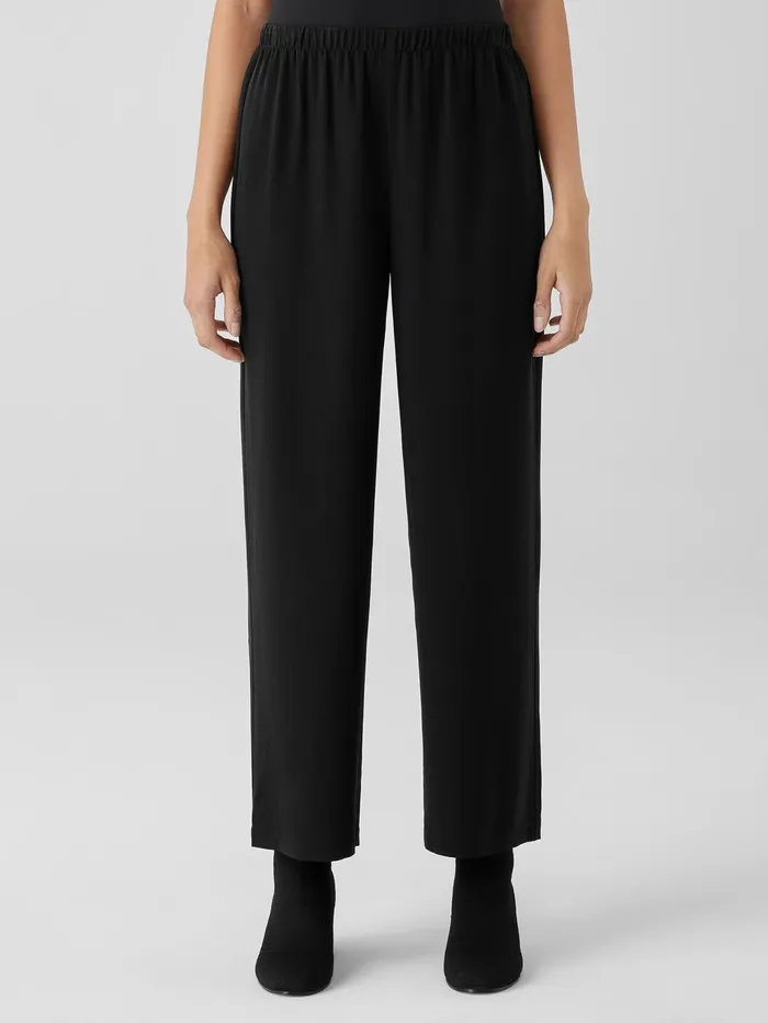 Pants Shorts and Jumpsuits Women Eileen Fisher Silk Georgette Crepe Straight Pant Black