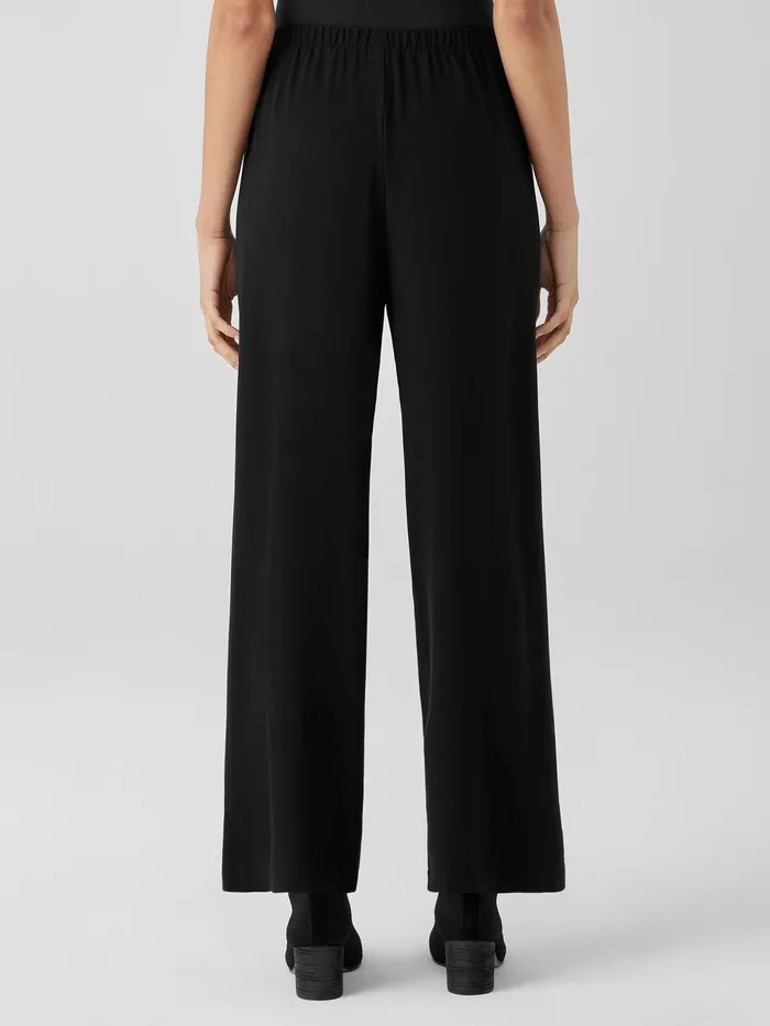 Pants Shorts and Jumpsuits Women Eileen Fisher Silk Georgette Crepe Straight Pant Black