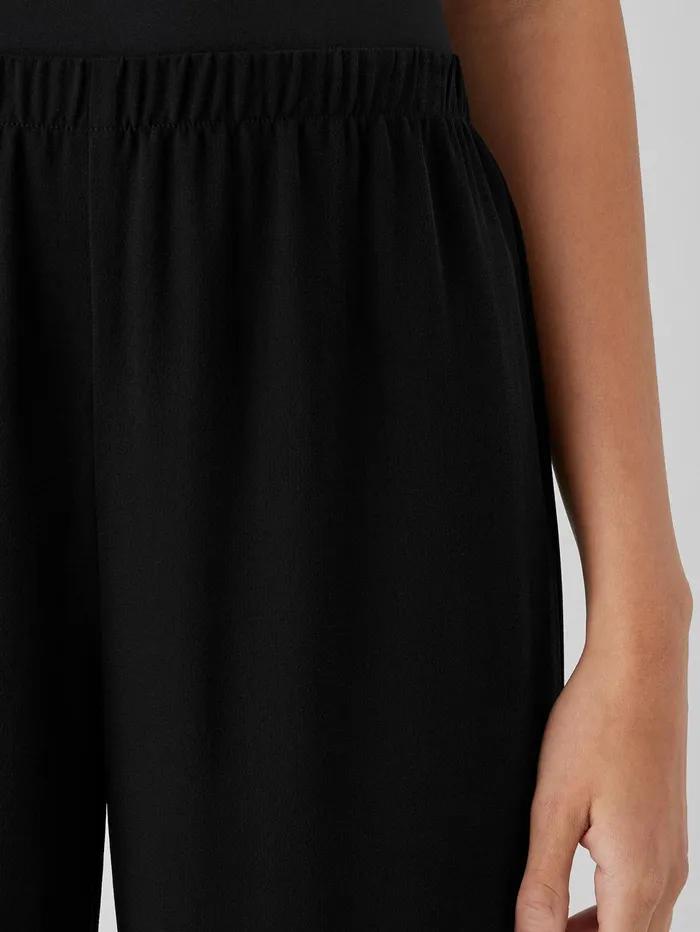 Pants Shorts and Jumpsuits Women Eileen Fisher Silk Georgette Crepe Straight Pant Black
