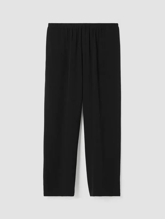 Pants Shorts and Jumpsuits Women Eileen Fisher Silk Georgette Crepe Straight Pant Black