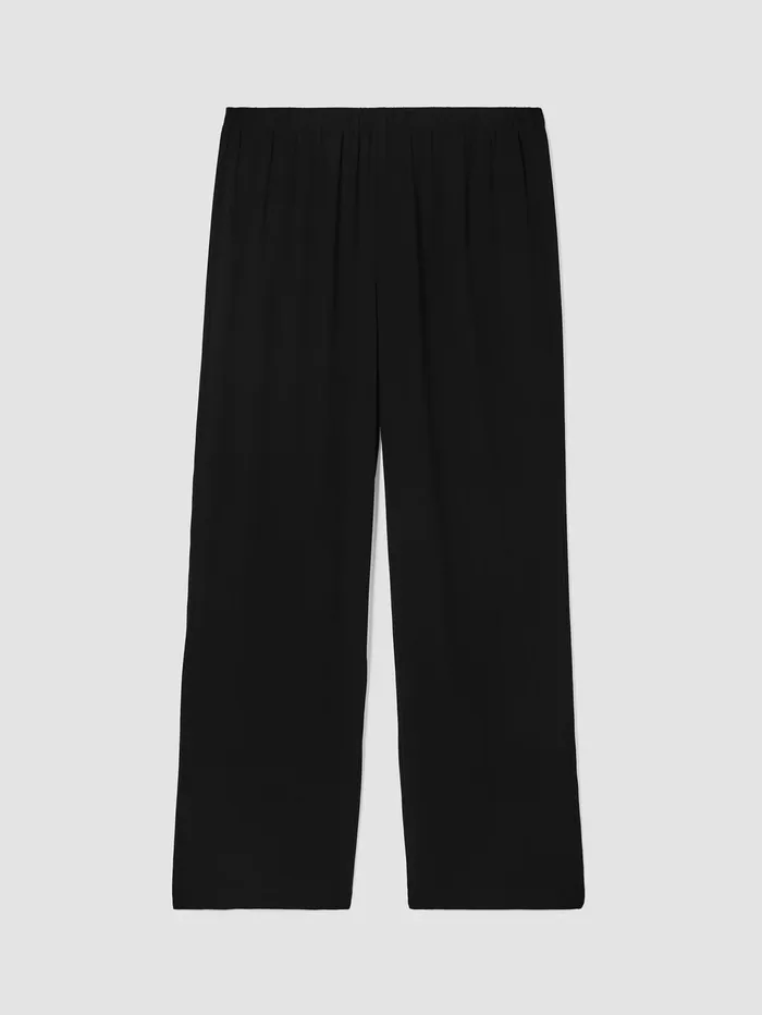 Pants Shorts and Jumpsuits Women Eileen Fisher Silk Georgette Crepe Straight Pant Black