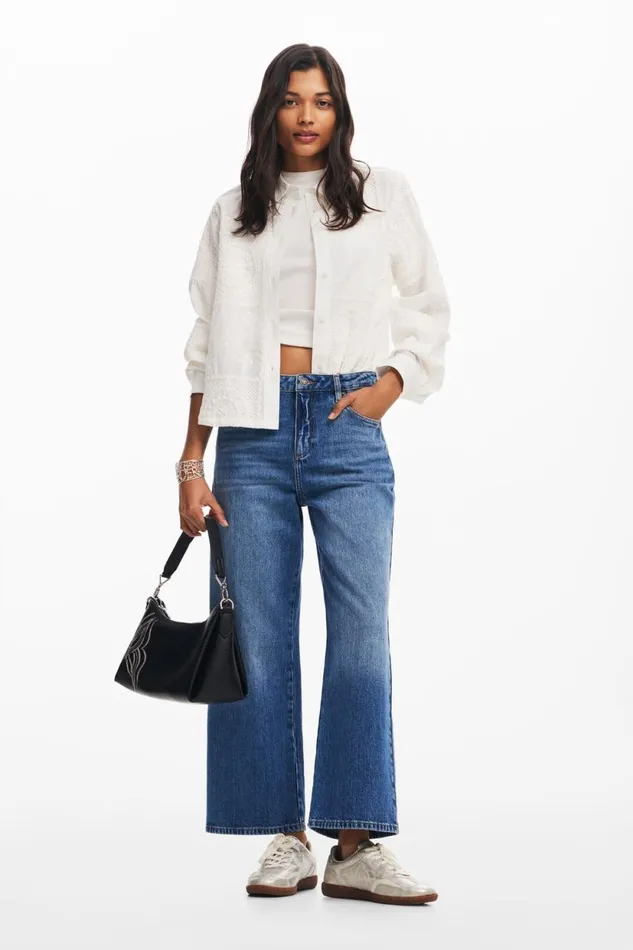 Pants Women Desigual Denim Culotte Jeans Blue