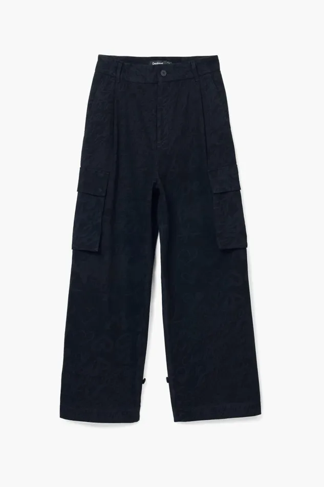 Pants Women Desigual M Christian Lacroix Printed Cargo Pants Black