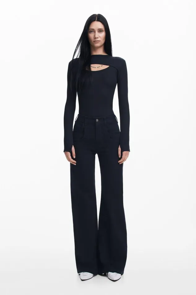 Pants Women Desigual Maitrepierre Wide Leg Jeans Black