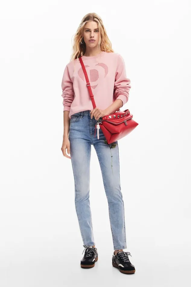 Pants Women Desigual Pink Denim Pants Blue
