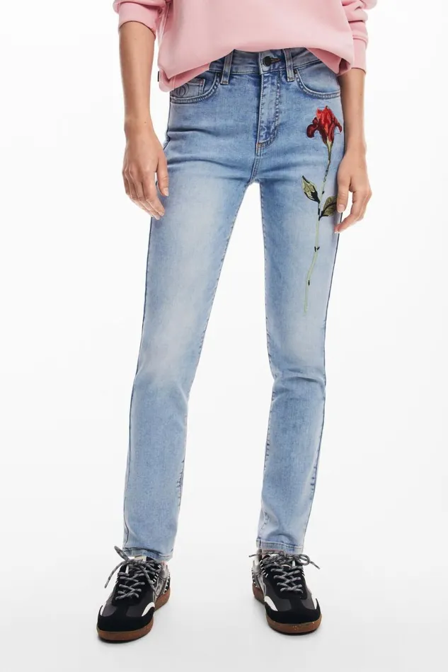 Pants Women Desigual Pink Denim Pants Blue