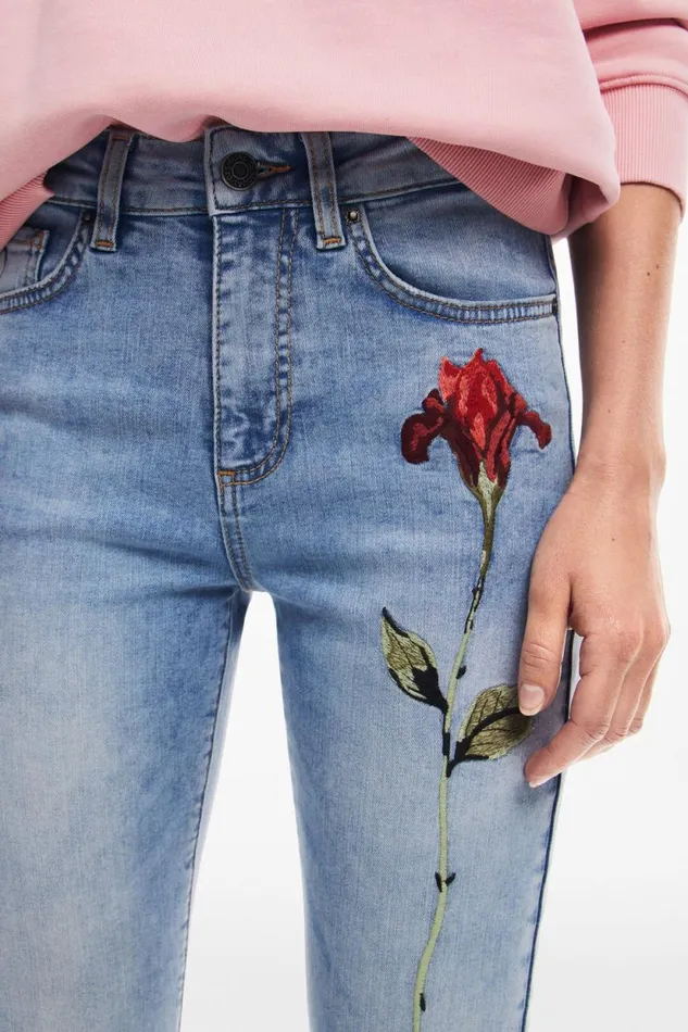 Pants Women Desigual Pink Denim Pants Blue