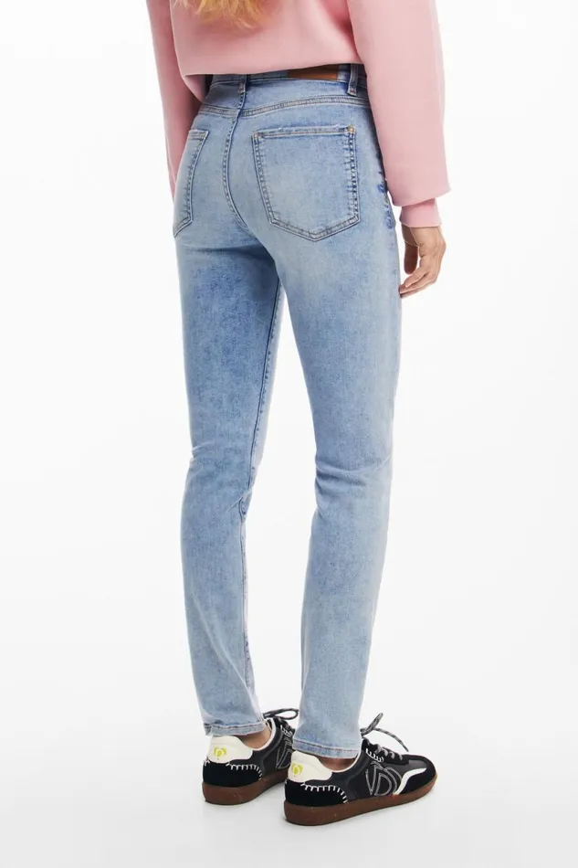 Pants Women Desigual Pink Denim Pants Blue