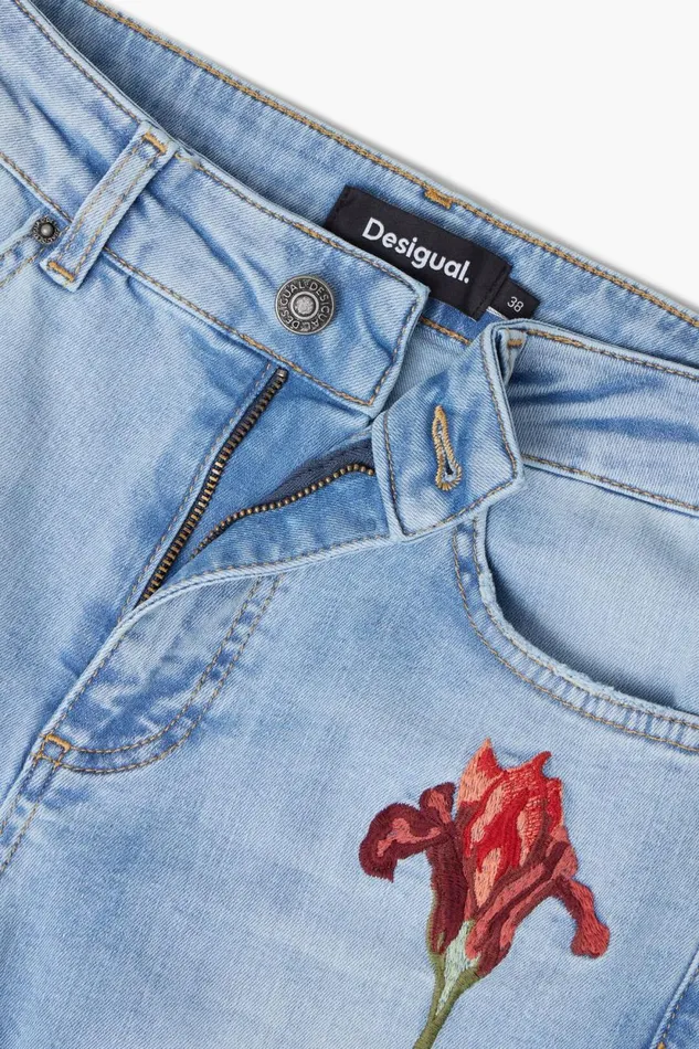 Pants Women Desigual Pink Denim Pants Blue
