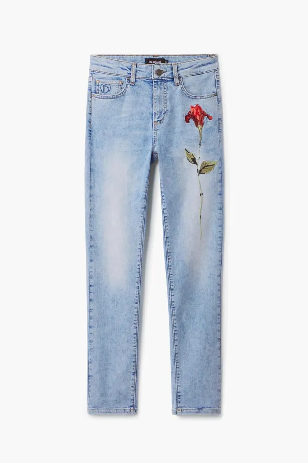 Pants Women Desigual Pink Denim Pants Blue