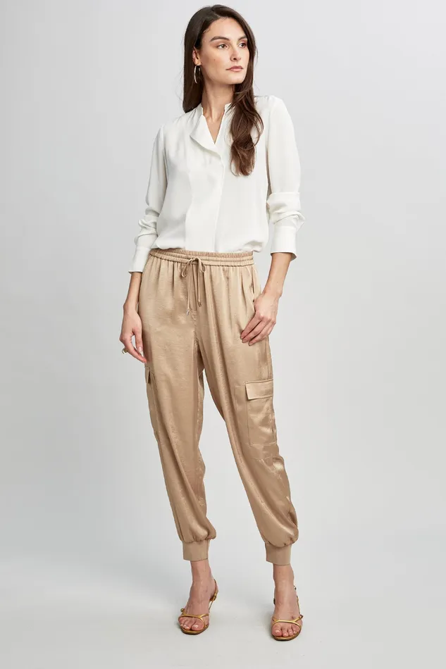 Pants Women Elie Tahari Cargo Satin Pant Rattan
